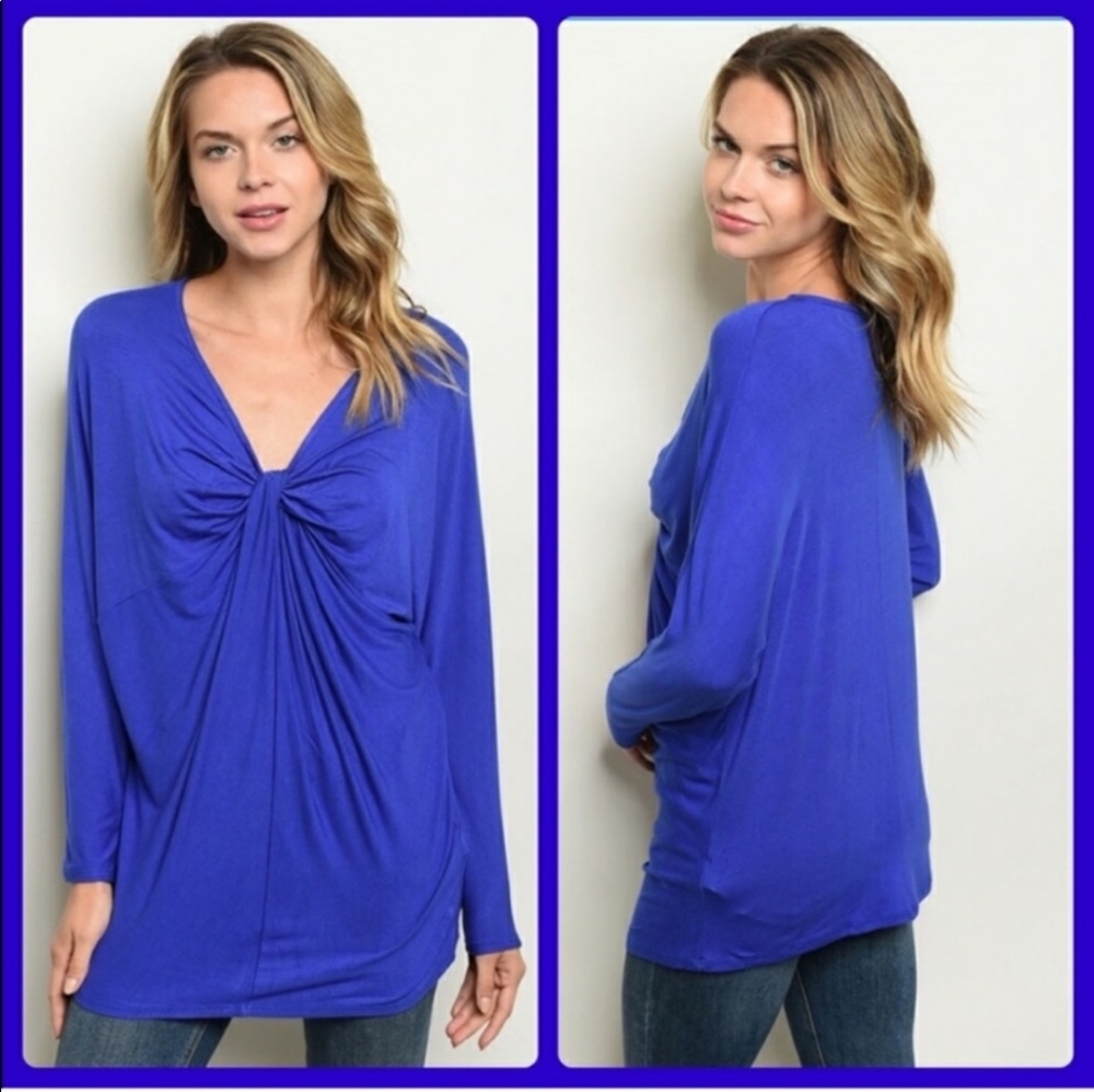 NWT Beautiful Annabelle Royal Blue Flattering Top Sz S or M